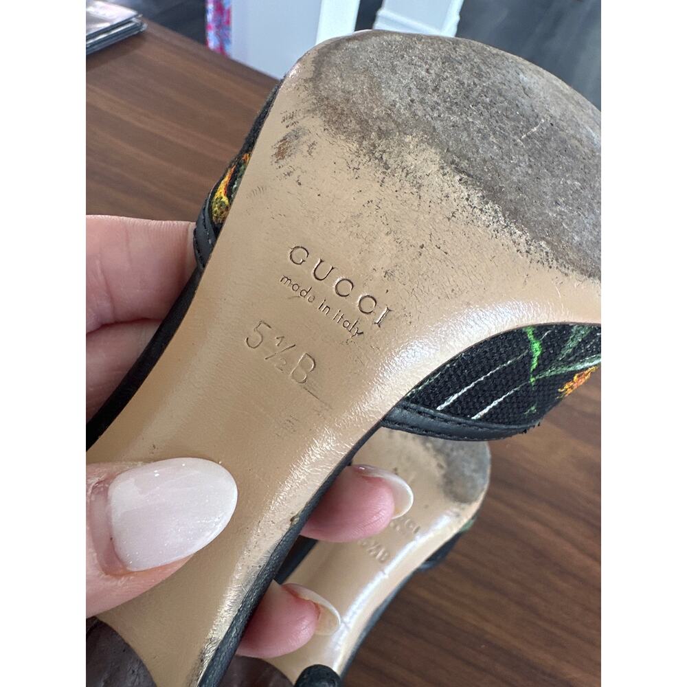 Gucci Bamboo Horsebit Floral Mule Heels Size 5.5 - Picture 8 of 10